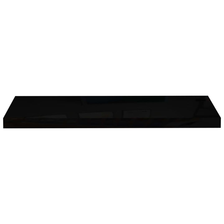 Rafturi De Perete 2 Buc., Negru Extralucios, 80X23,5X3,8 Cm Mdf Negru Foarte Lucios