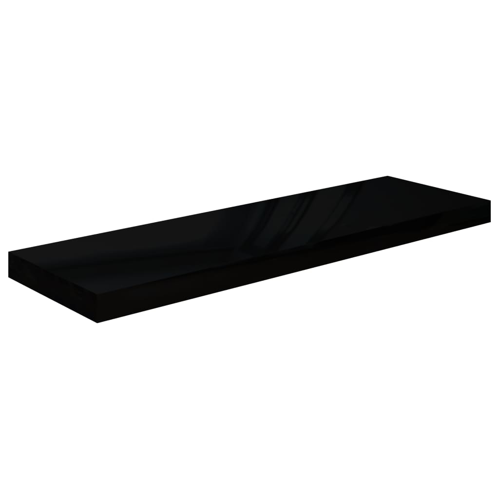 Rafturi De Perete, 4 Buc., Negru Extralucios 80X23,5X3,8 Cm Mdf Negru Foarte Lucios