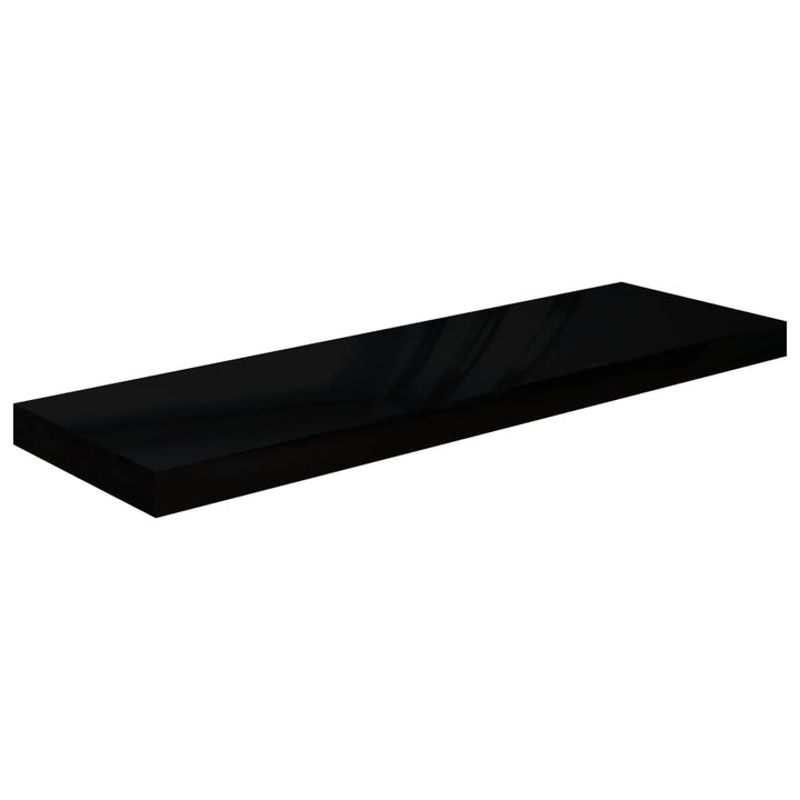 Rafturi De Perete, 4 Buc., Negru Extralucios 80X23,5X3,8 Cm Mdf Negru Foarte Lucios