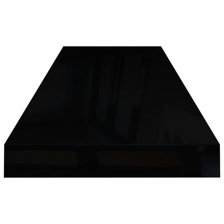 Rafturi De Perete, 4 Buc., Negru Extralucios 80X23,5X3,8 Cm Mdf Negru Foarte Lucios