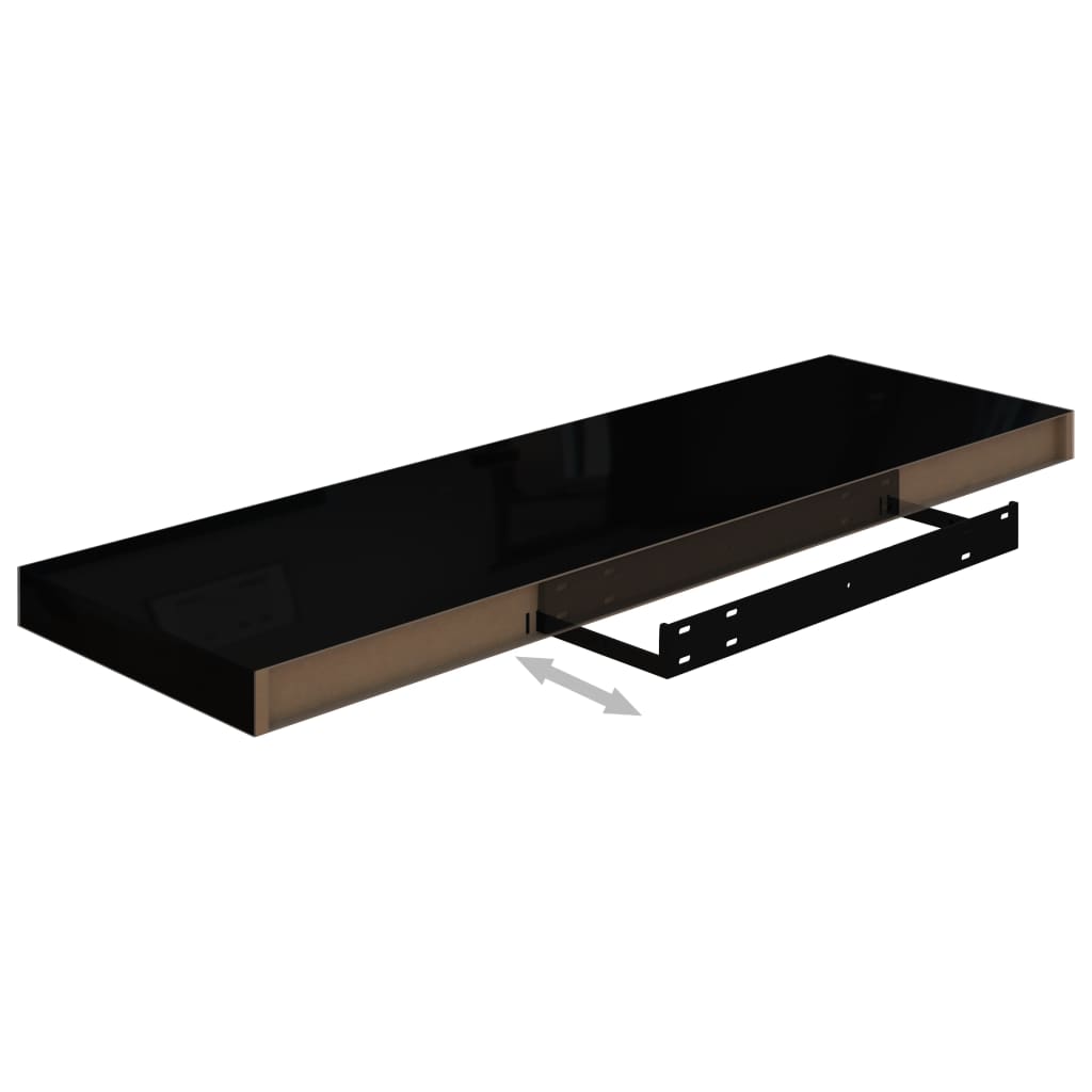 Rafturi De Perete, 4 Buc., Negru Extralucios 80X23,5X3,8 Cm Mdf Negru Foarte Lucios