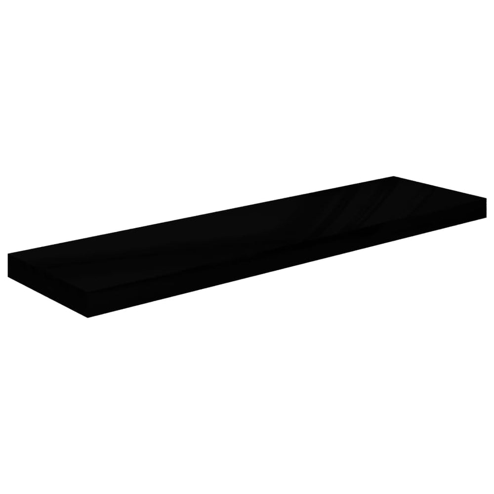 Raft Perete Suspendat, Negru Extralucios, 90X23,5X3,8 Cm, Mdf Negru Foarte Lucios