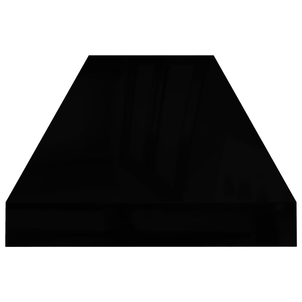 Raft Perete Suspendat, Negru Extralucios, 90X23,5X3,8 Cm, Mdf Negru Foarte Lucios