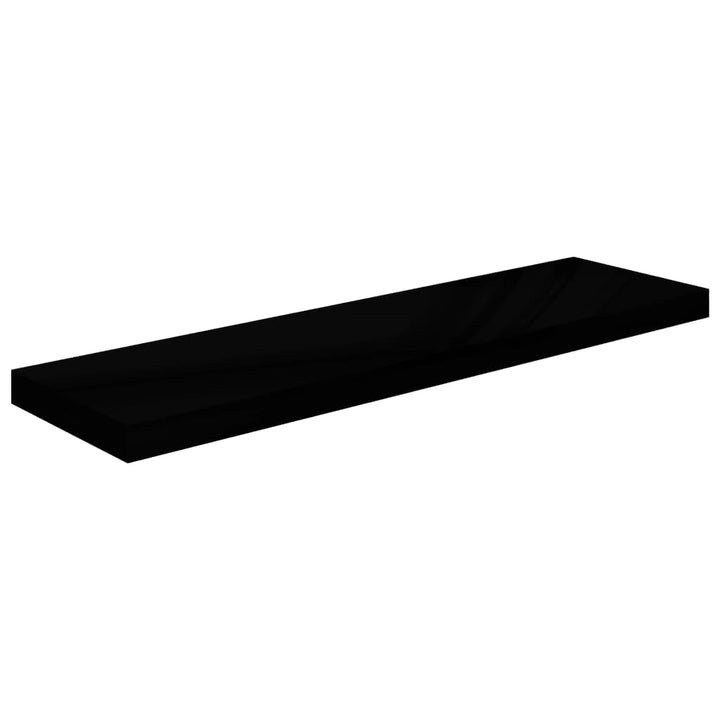 Rafturi De Perete, 2 Buc., Negru Extralucios 90X23,5X3,8 Cm Mdf Negru Foarte Lucios