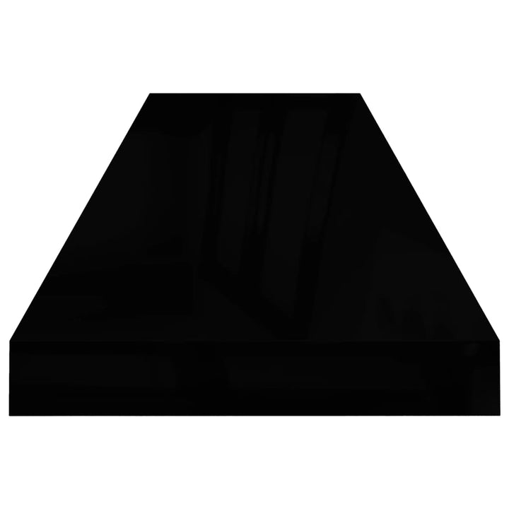 Rafturi De Perete, 2 Buc., Negru Extralucios 90X23,5X3,8 Cm Mdf Negru Foarte Lucios