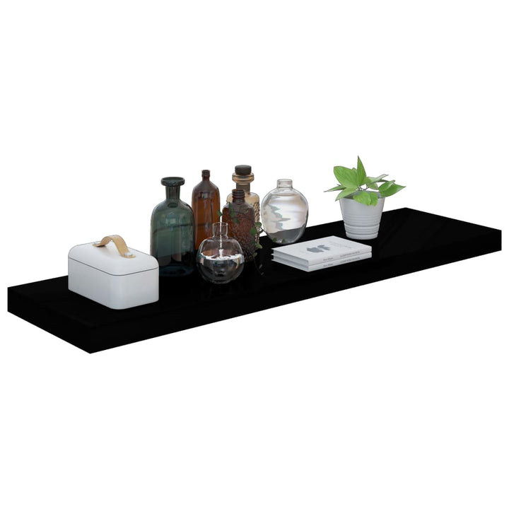 Rafturi De Perete, 2 Buc., Negru Extralucios 90X23,5X3,8 Cm Mdf Negru Foarte Lucios