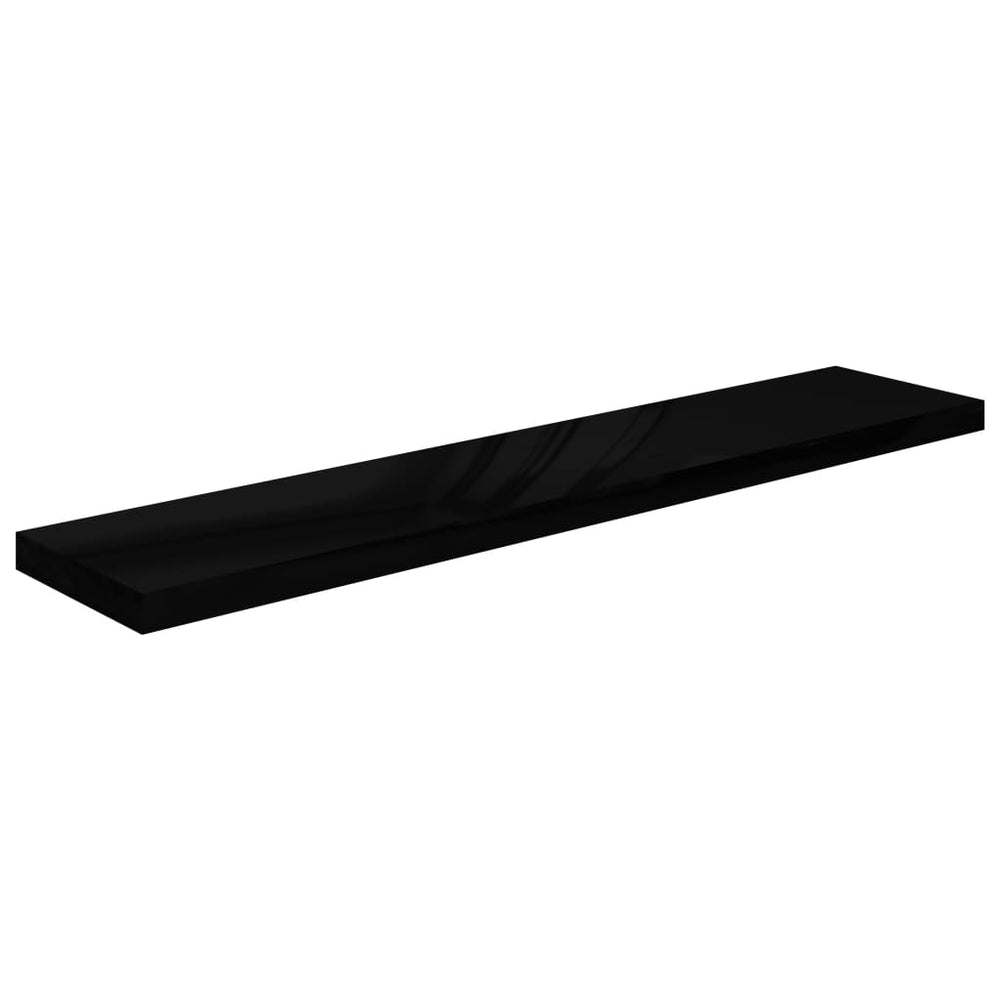 Raft Perete Suspendat, Negru Extralucios, 120X23,5X3,8 Cm, Mdf Negru Foarte Lucios