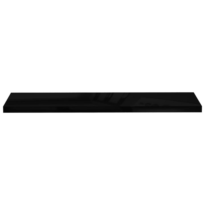 Raft Perete Suspendat, Negru Extralucios, 120X23,5X3,8 Cm, Mdf Negru Foarte Lucios