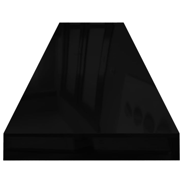 Raft Perete Suspendat, Negru Extralucios, 120X23,5X3,8 Cm, Mdf Negru Foarte Lucios