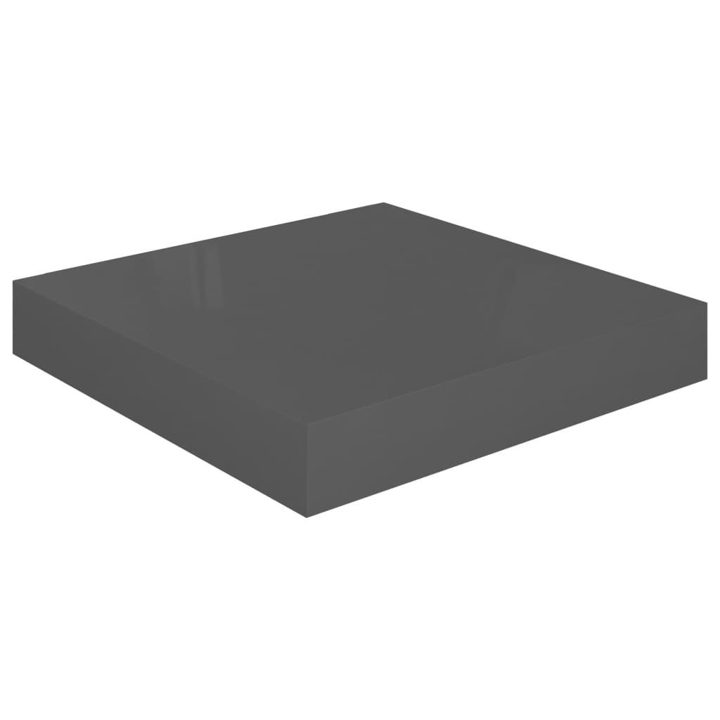 Rafturi De Perete, 4 Buc., Gri Extralucios, 23X23,5X3,8 Cm, Mdf Gri Foarte Lucios