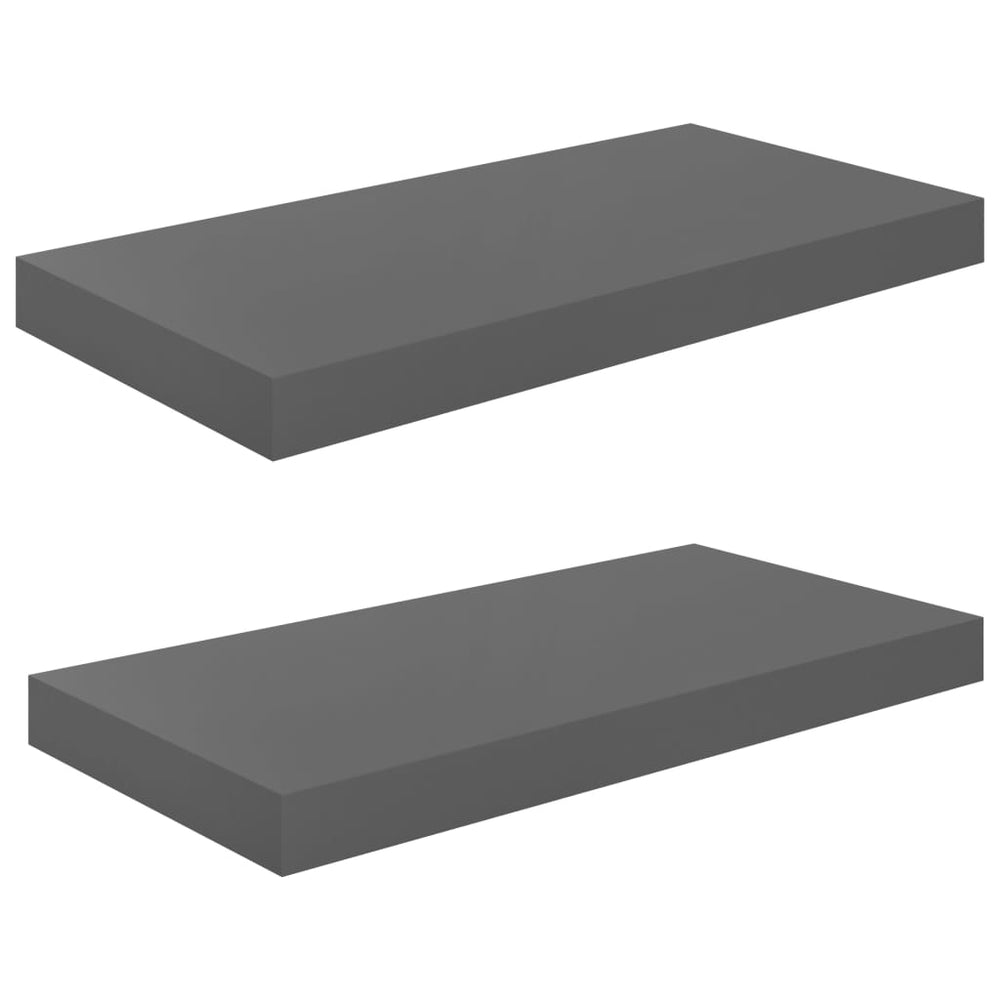 Rafturi De Perete, 2 Buc., Gri Extralucios, 50X23X3,8 Cm, Mdf Gri Foarte Lucios