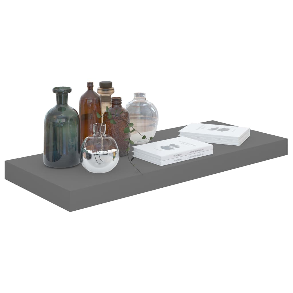 Raft De Perete Suspendat, Gri Extralucios, 60X23,5X3,8 Cm, Mdf Gri Foarte Lucios