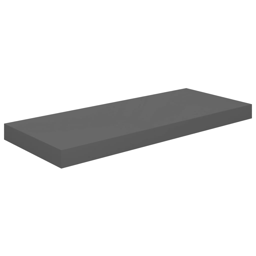 Rafturi De Perete, 2 Buc., Gri Extralucios, 60X23,5X3,8 Cm, Mdf Gri Foarte Lucios