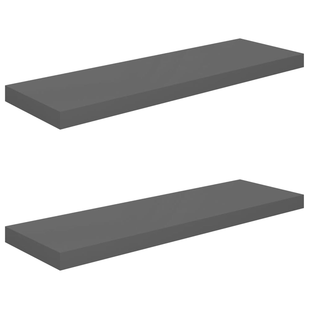 Rafturi De Perete, 2 Buc., Gri Extralucios, 80X23,5X3,8 Cm, Mdf Gri Foarte Lucios