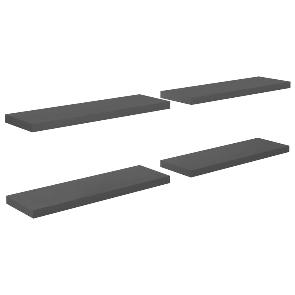 Rafturi De Perete, 4 Buc., Gri Extralucios, 80X23,5X3,8 Cm, Mdf Gri Foarte Lucios