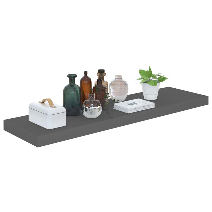 Raft De Perete Suspendat, Gri Extralucios, 90X23,5X3,8 Cm, Mdf Gri Foarte Lucios