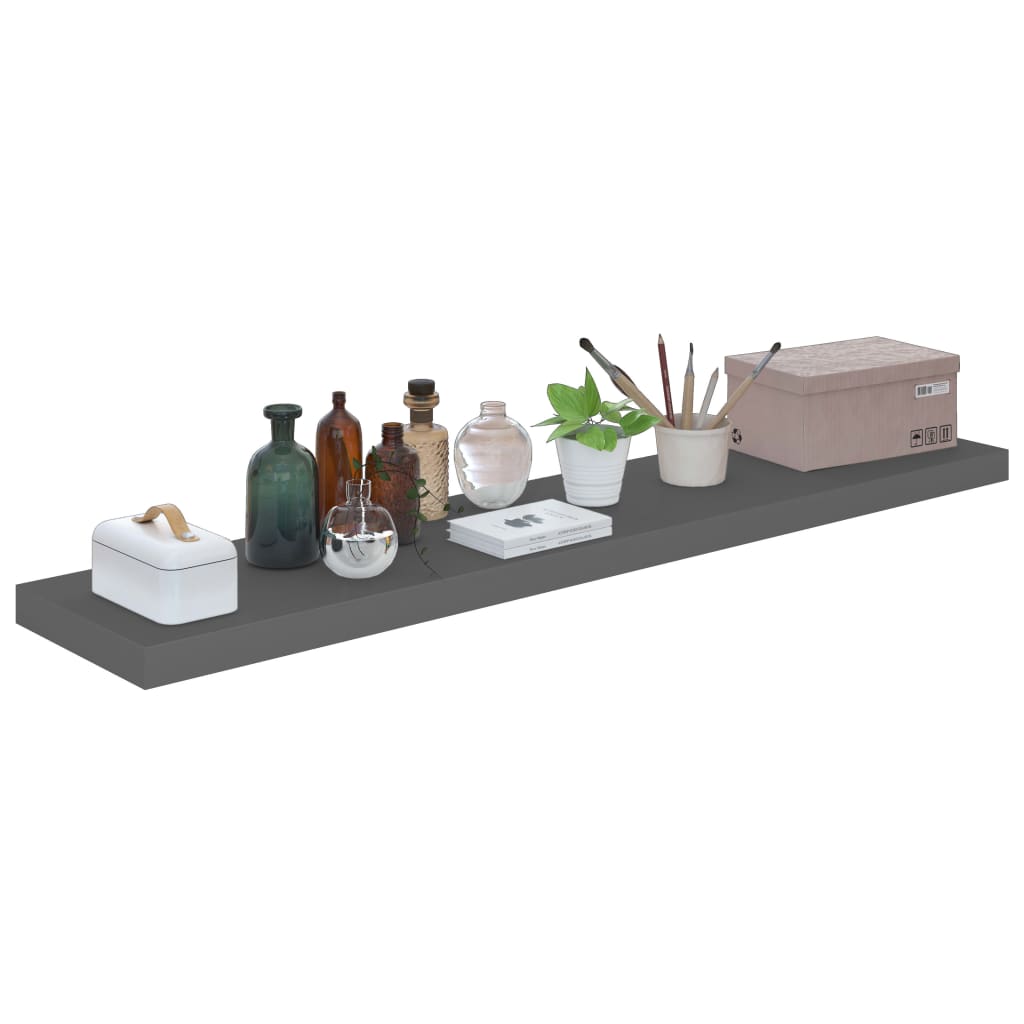 Raft De Perete Suspendat, Gri Extralucios, 120X23,5X3,8 Cm, Mdf Gri Foarte Lucios