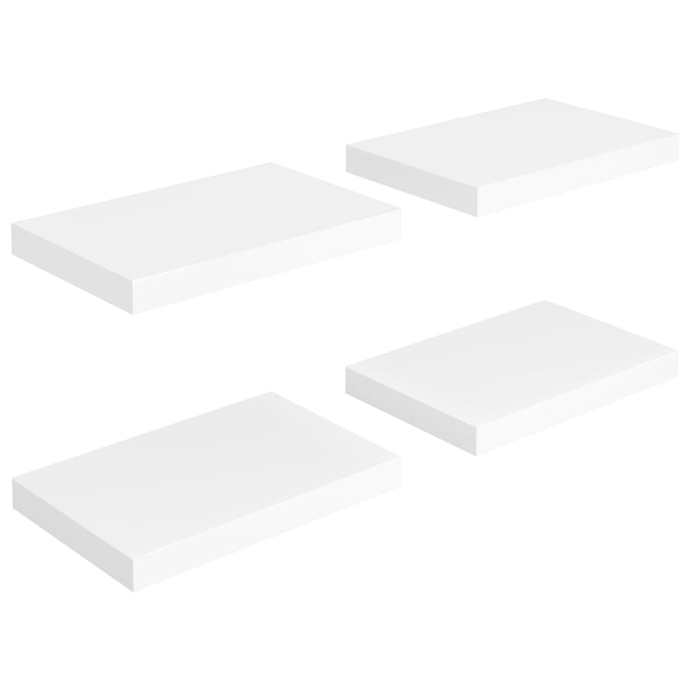 Rafturi De Perete Suspendate, 4 Buc., , 40X23X3,8 Cm, Mdf Alb