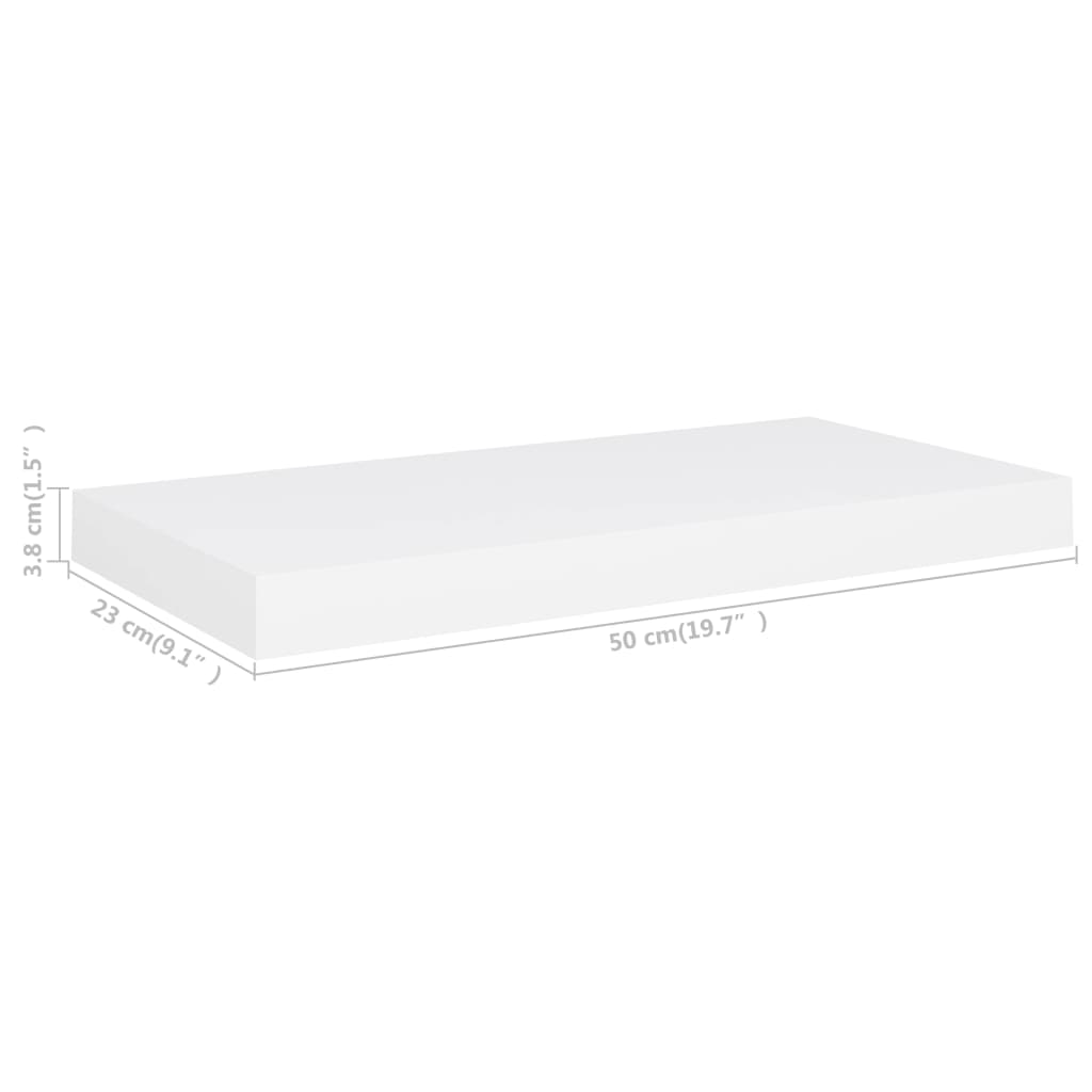 Rafturi De Perete Suspendate, 2 Buc., , 50X23X3,8 Cm, Mdf Alb