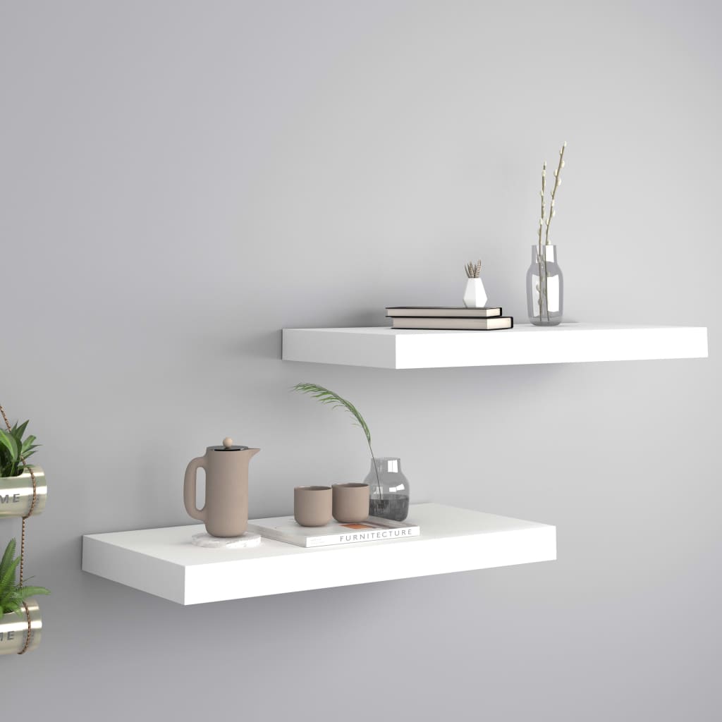 Rafturi De Perete Suspendate, 2 Buc., , 50X23X3,8 Cm, Mdf Alb