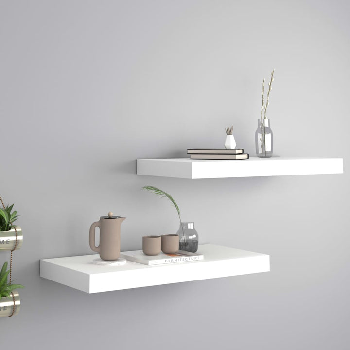 Rafturi De Perete Suspendate, 2 Buc., , 50X23X3,8 Cm, Mdf Alb