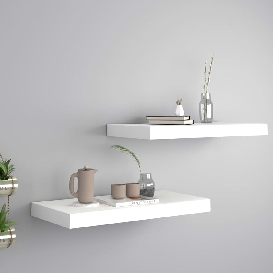 Rafturi De Perete Suspendate, 2 Buc., , 50X23X3,8 Cm, Mdf Alb