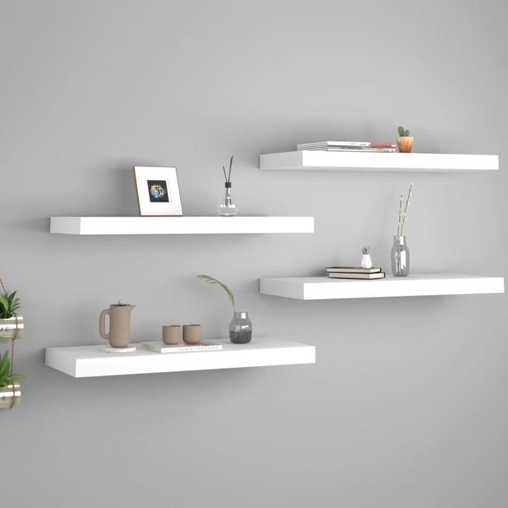 Rafturi De Perete Suspendate, 4 Buc., , 60X23,5X3,8 Cm, Mdf Alb