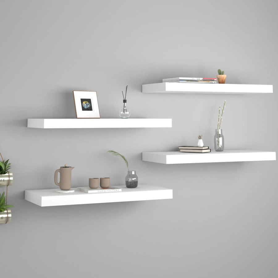 Rafturi De Perete Suspendate, 4 Buc., , 60X23,5X3,8 Cm, Mdf Alb