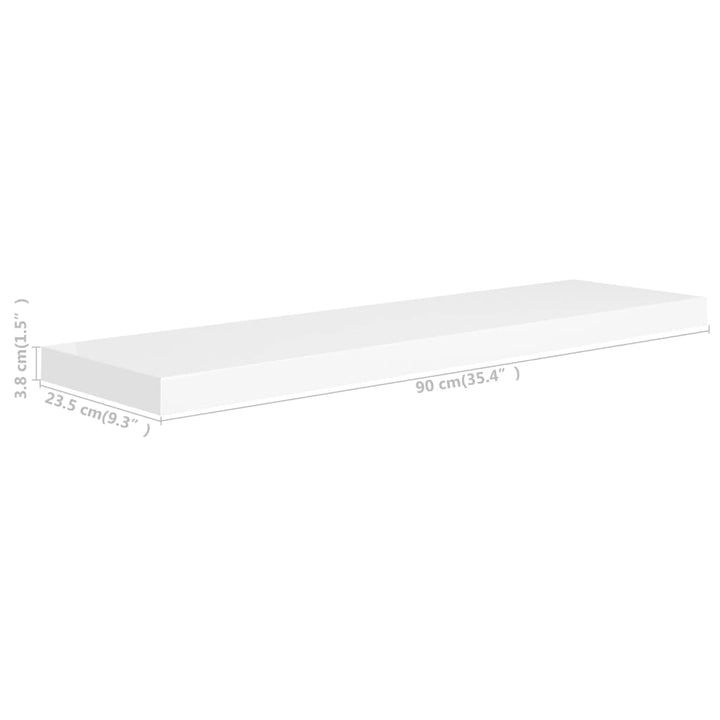 Rafturi De Perete Suspendate, 2 Buc., , 90X23,5X3,8 Cm, Mdf Alb