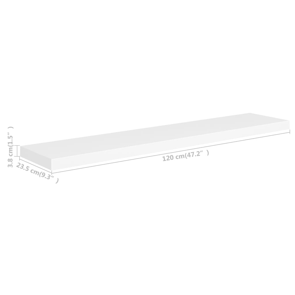 Rafturi De Perete, 4 Buc., , 120 X 23,5 X 3,8 Cm, Mdf Alb