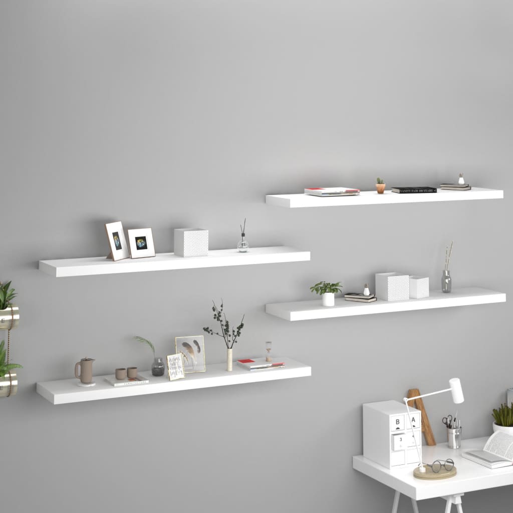 Rafturi De Perete, 4 Buc., , 120 X 23,5 X 3,8 Cm, Mdf Alb