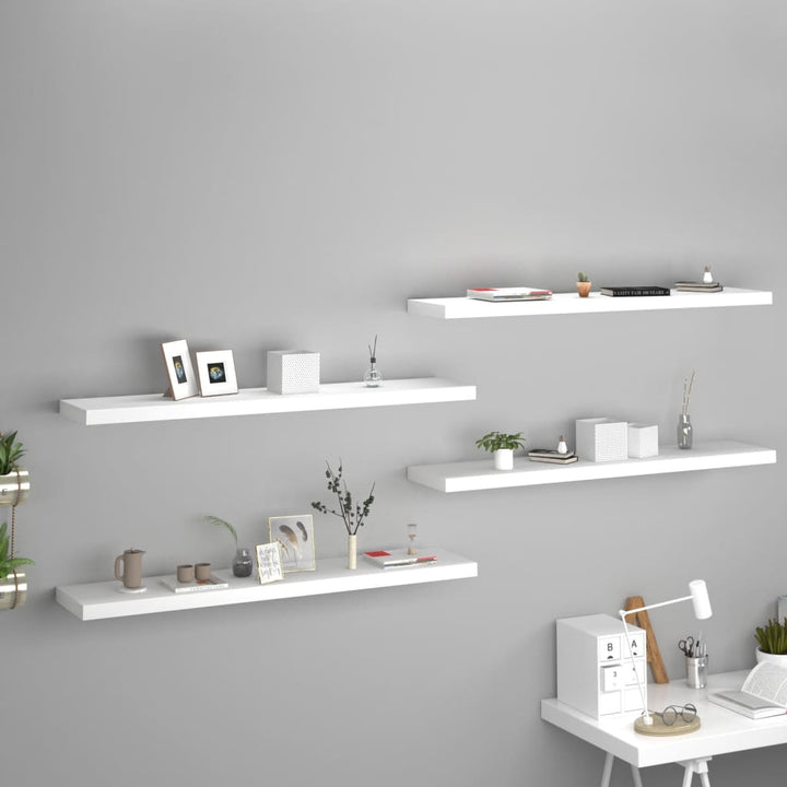 Rafturi De Perete, 4 Buc., , 120 X 23,5 X 3,8 Cm, Mdf Alb