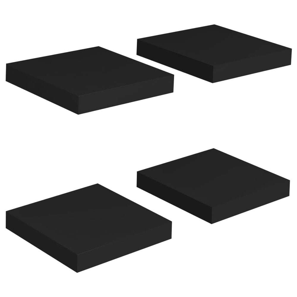 Rafturi De Perete Suspendate, 4 Buc., , 23X23,5X3,8 Cm Mdf Negru