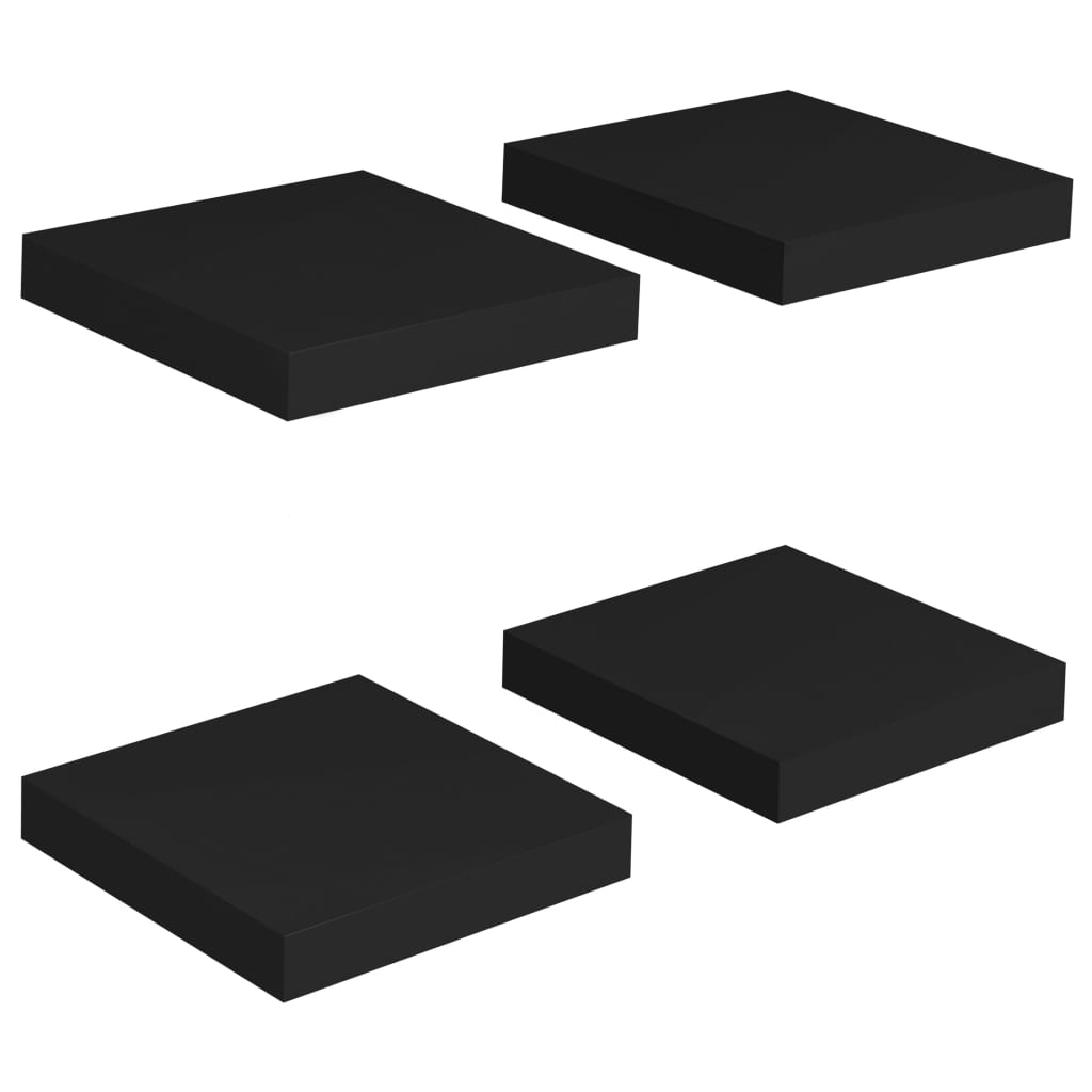 Rafturi De Perete Suspendate, 4 Buc., , 23X23,5X3,8 Cm Mdf Negru