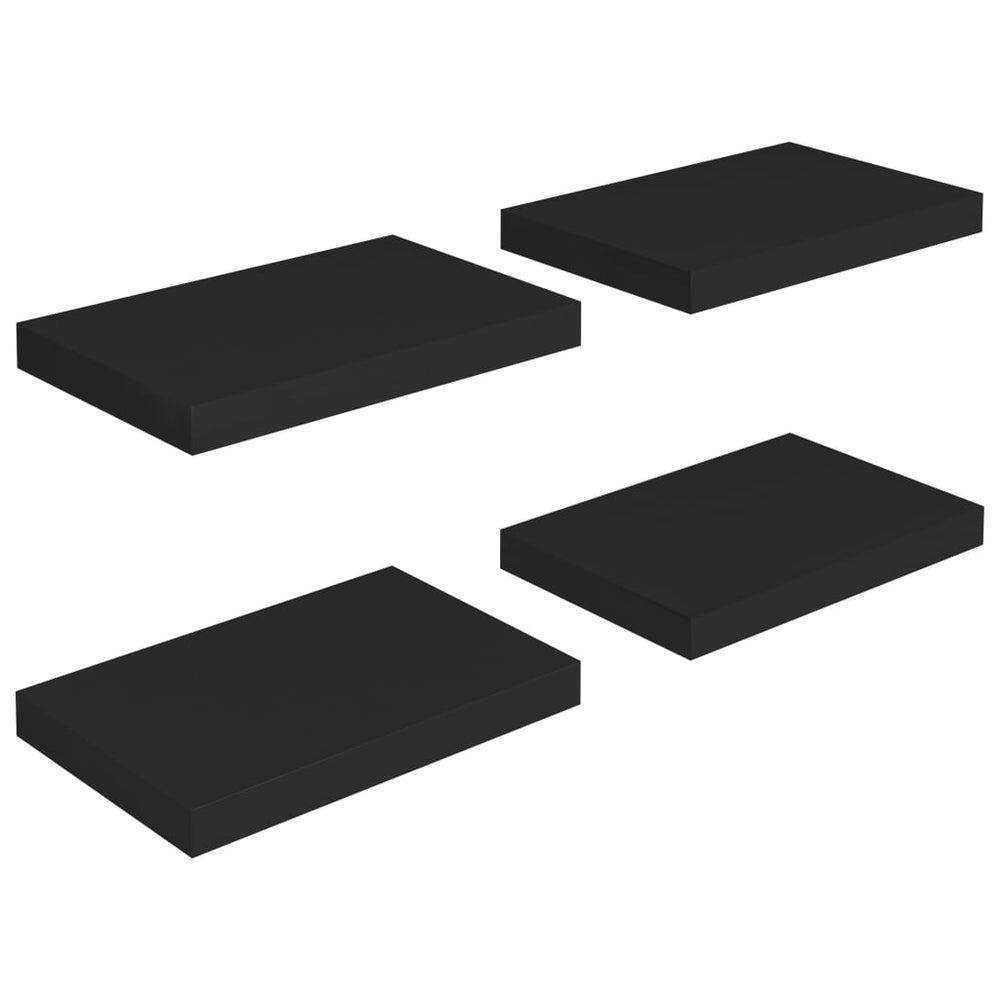 Rafturi De Perete Suspendate, 4 Buc., , 40X23X3,8 Cm, Mdf Negru