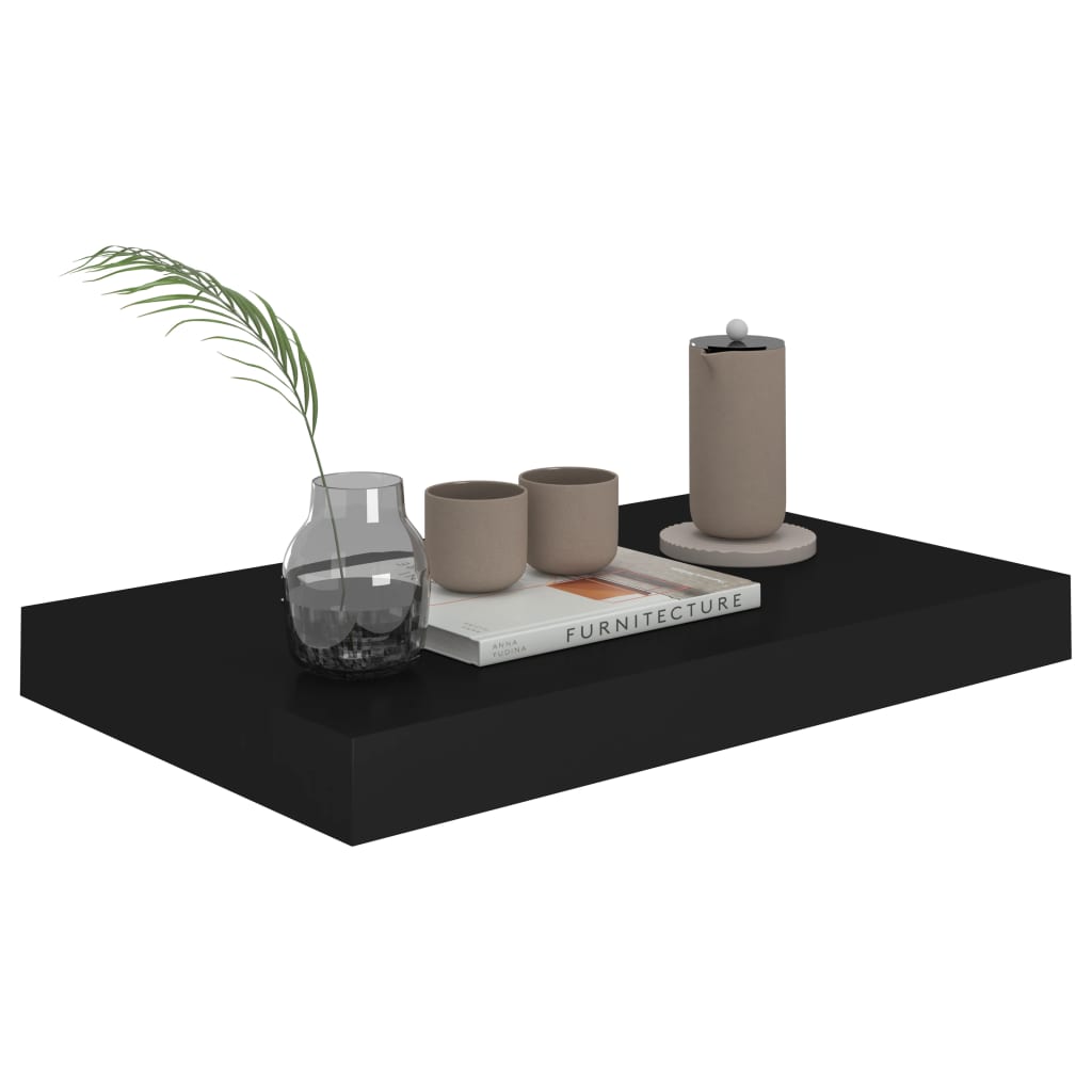 Rafturi De Perete Suspendate, 4 Buc., , 40X23X3,8 Cm, Mdf Negru