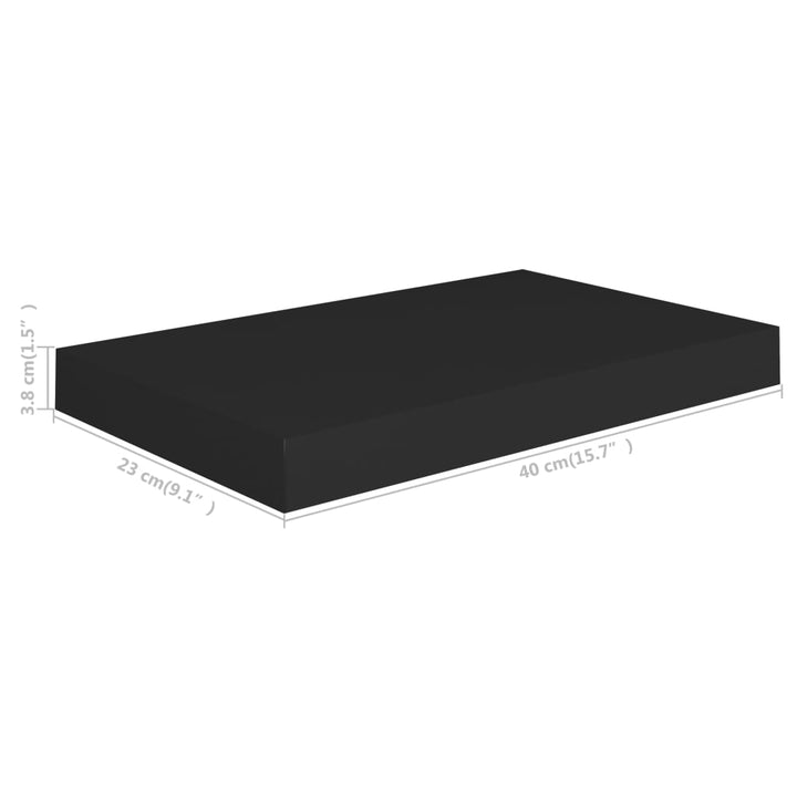Rafturi De Perete Suspendate, 4 Buc., , 40X23X3,8 Cm, Mdf Negru