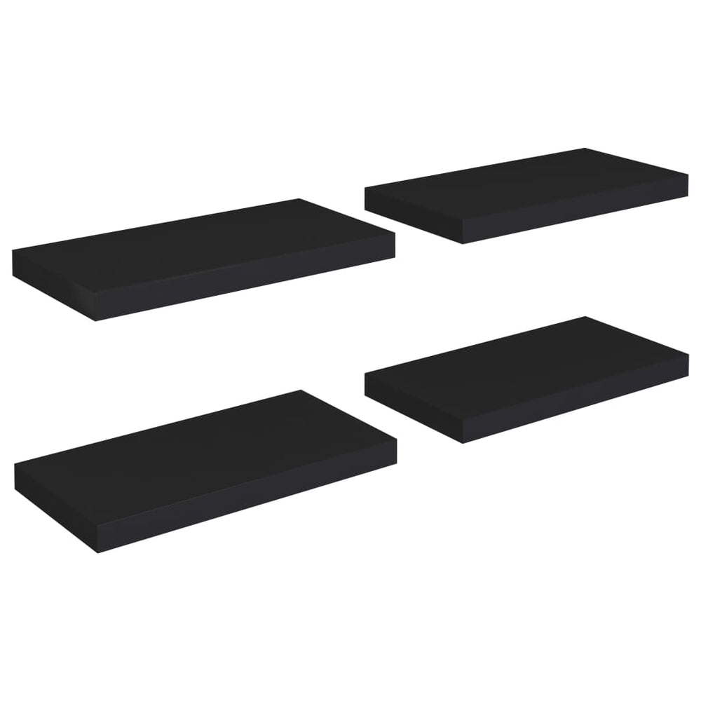 Rafturi De Perete Suspendate, 4 Buc., , 50X23X3,8 Cm, Mdf Negru