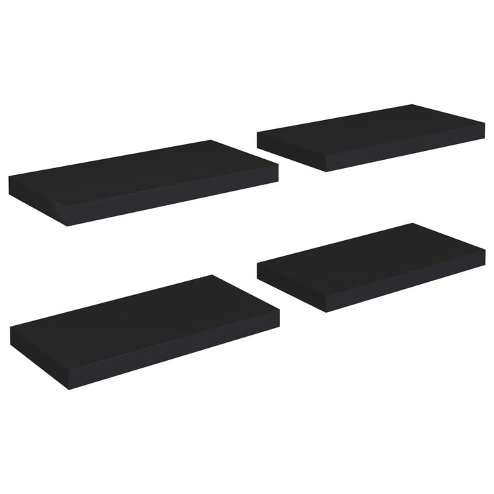 Rafturi De Perete Suspendate, 4 Buc., , 50X23X3,8 Cm, Mdf Negru