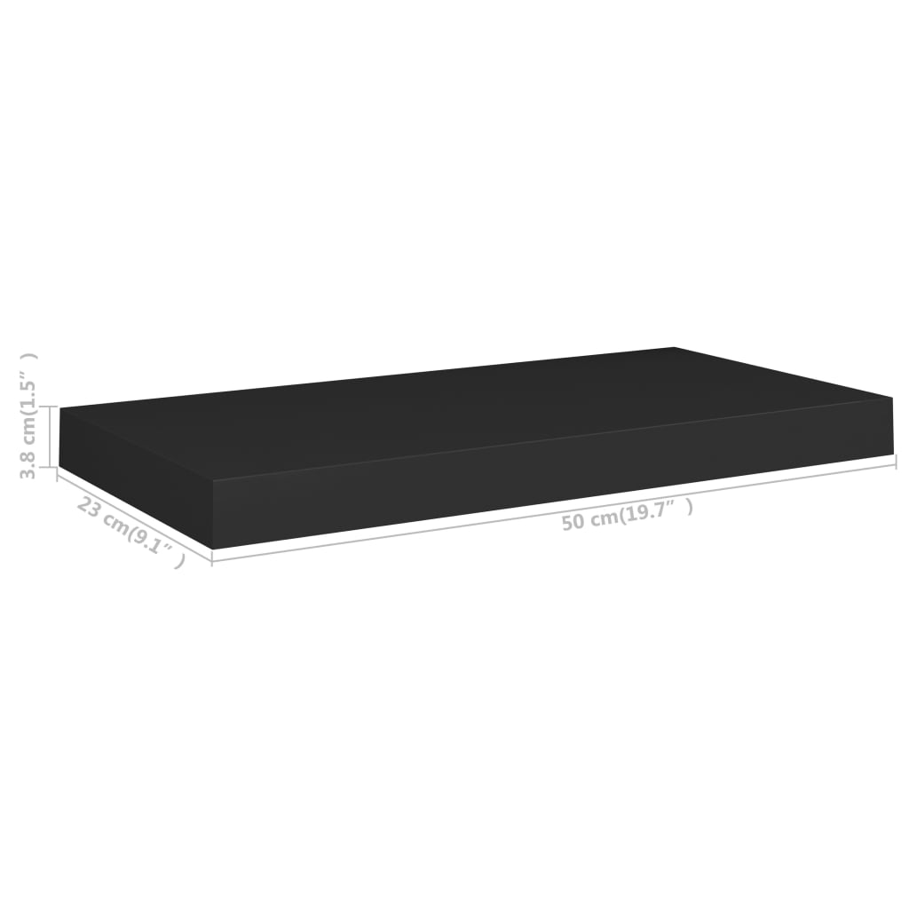 Rafturi De Perete Suspendate, 4 Buc., , 50X23X3,8 Cm, Mdf Negru