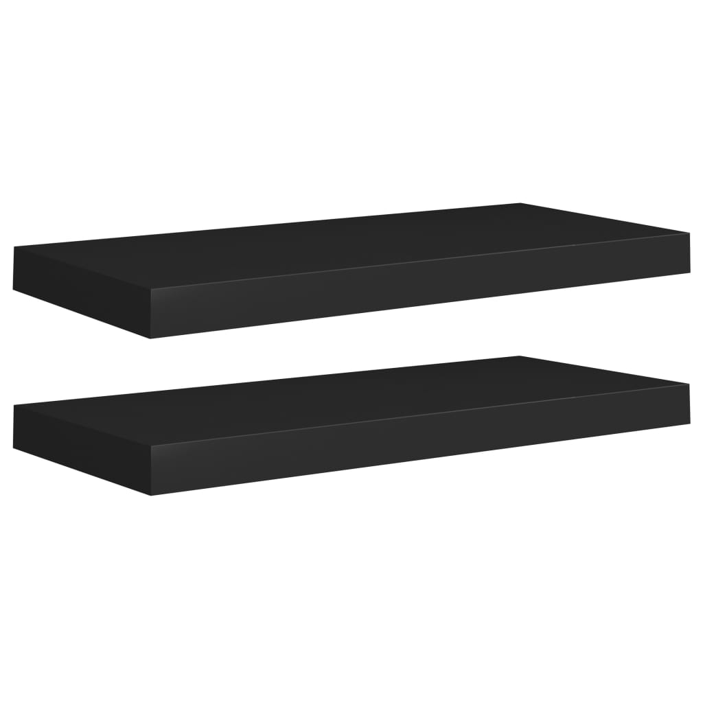 Rafturi De Perete Suspendate, 2 Buc., , 60X23,5X3,8 Cm Mdf Negru