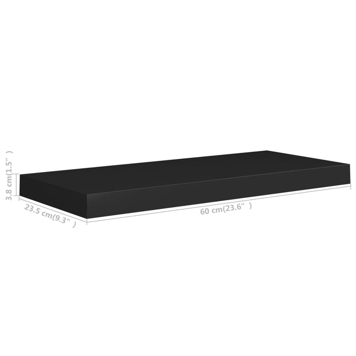 Rafturi De Perete, 4 Buc., , 60 X 23,5 X 3,8 Cm, Mdf Negru