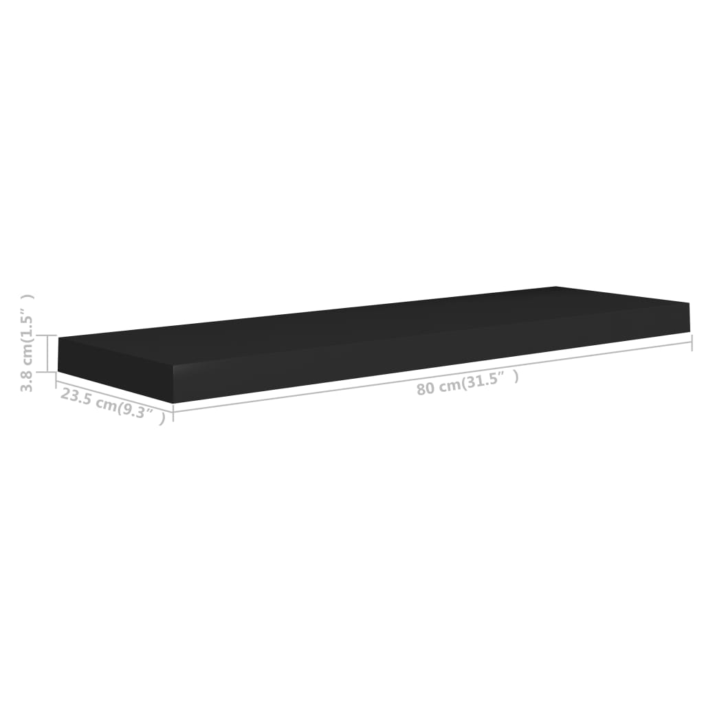 Rafturi De Perete, 4 Buc., , 80 X 23,5 X 3,8 Cm, Mdf Negru