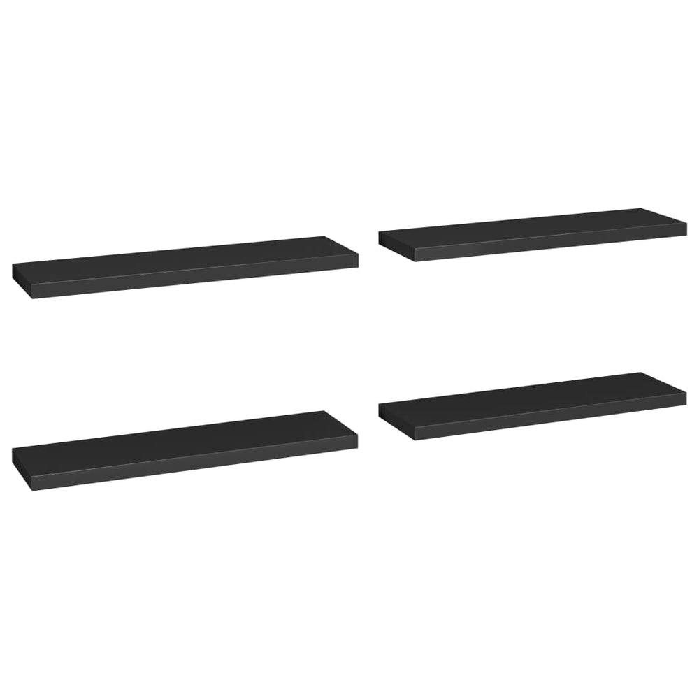 Rafturi De Perete Suspendate 4 Buc., , 90X23,5X3,8 Cm, Mdf Negru