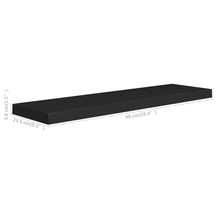 Rafturi De Perete Suspendate 4 Buc., , 90X23,5X3,8 Cm, Mdf Negru