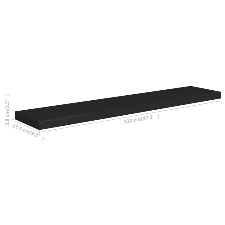 Raft De Perete Suspendat, , 120X23,5X3,8 Cm, Mdf Negru