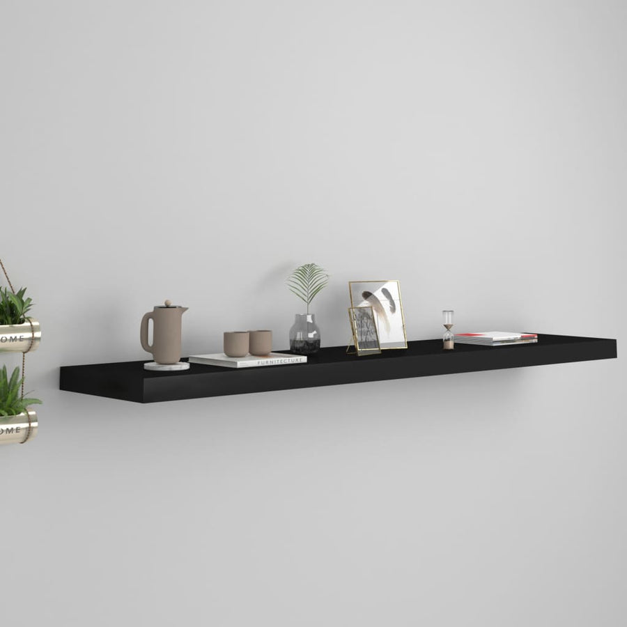 Raft De Perete Suspendat, , 120X23,5X3,8 Cm, Mdf Negru