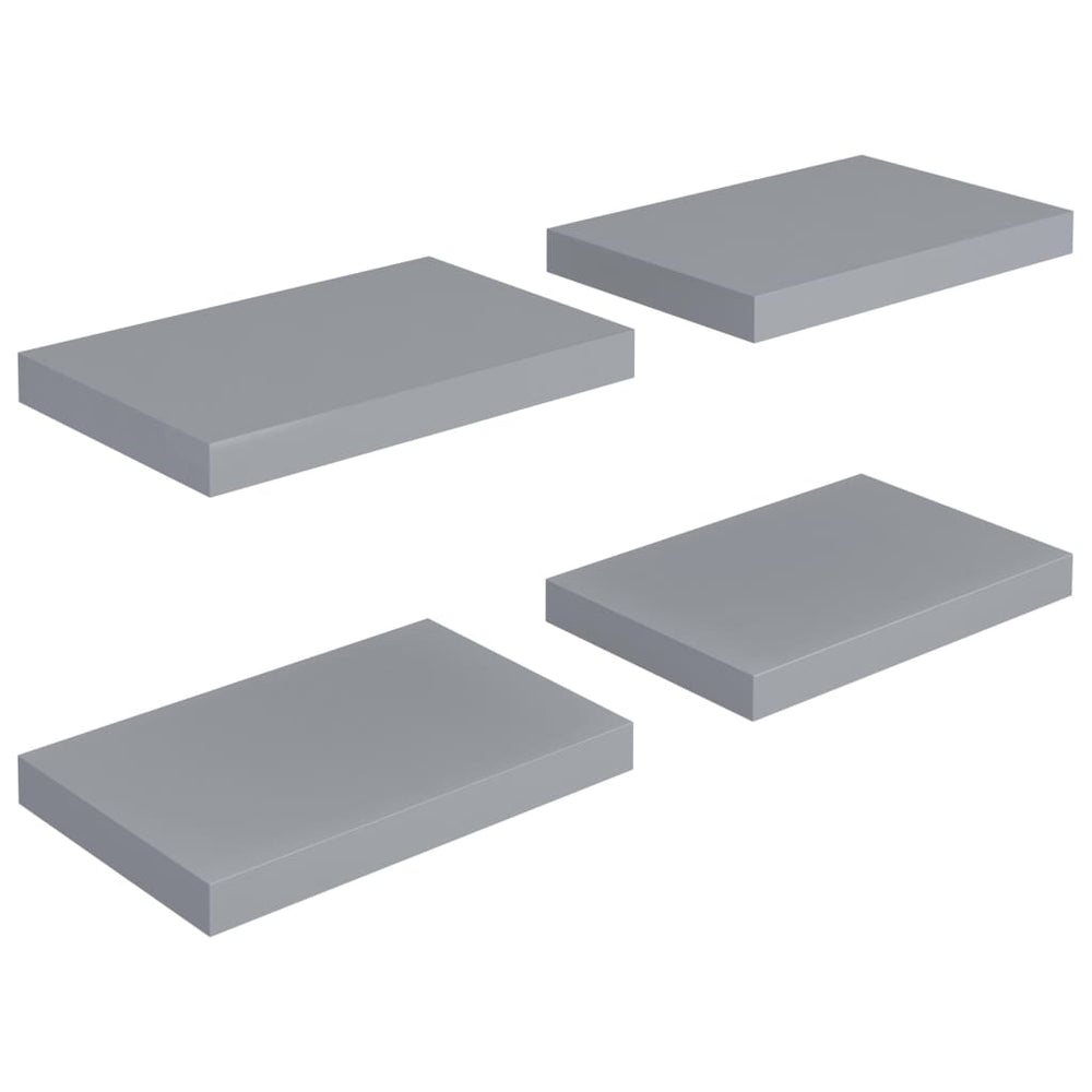 Rafturi De Perete Suspendate, 4 Buc., , 40X23X3,8 Cm, Mdf Gri