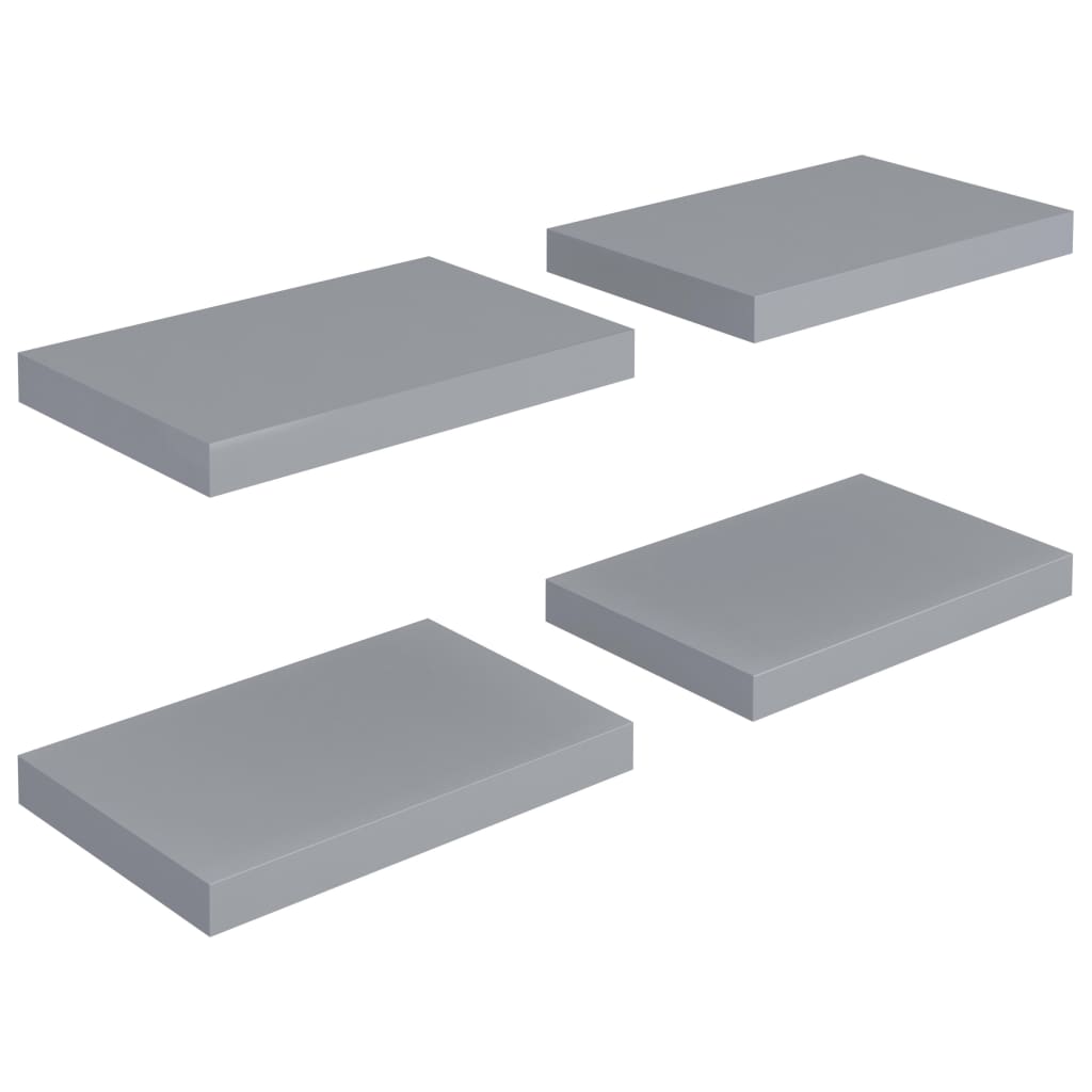 Rafturi De Perete Suspendate, 4 Buc., , 40X23X3,8 Cm, Mdf Gri