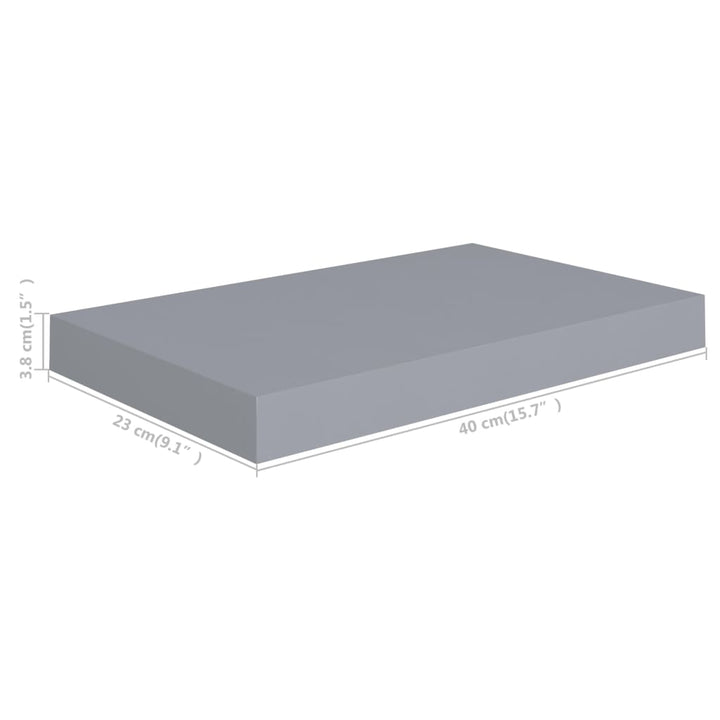 Rafturi De Perete Suspendate, 4 Buc., , 40X23X3,8 Cm, Mdf Gri
